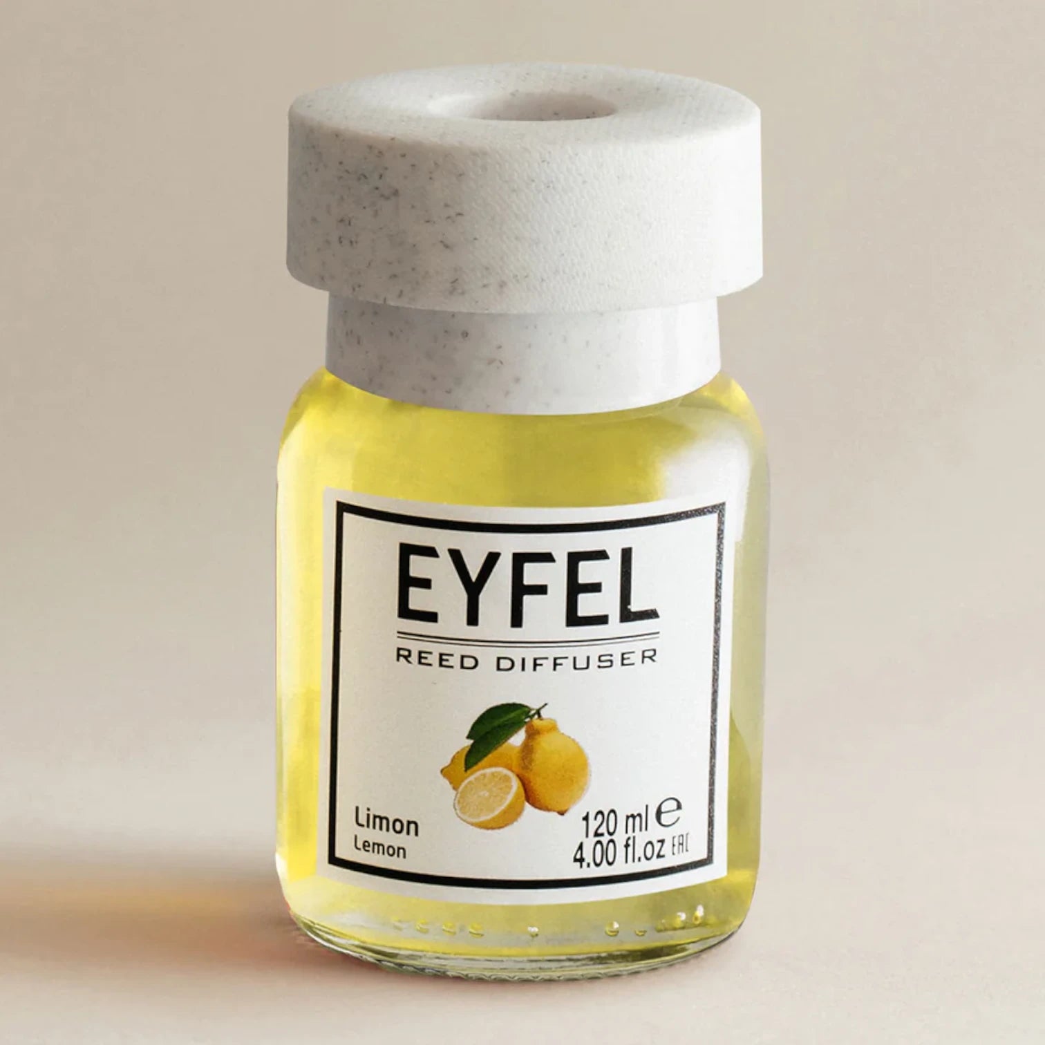 EYFEL Reed Diffuser Lemon 120ml – Fresh Citrus Home Fragrance, Long-Lasting Scented Sticks, Turkish Aromatherapy Diffuser - Damoo