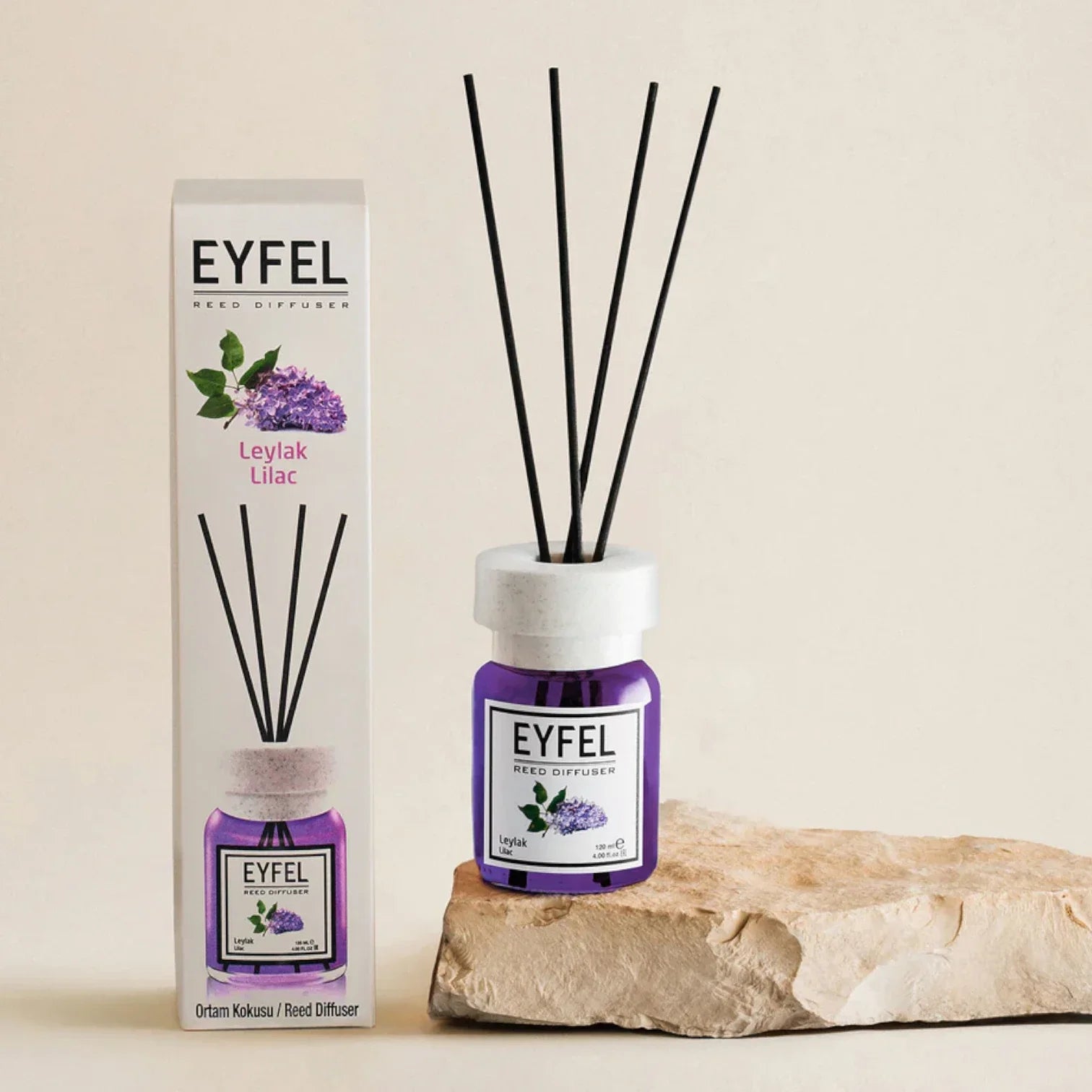 EYFEL Reed Diffuser Lilac 120ml – Long-Lasting Scented Sticks Air Freshener, Elegant Home Fragrance, Made in Turkey - Damoo