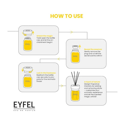 EYFEL Reed Diffuser Lilac 120ml – Long-Lasting Scented Sticks Air Freshener, Elegant Home Fragrance, Made in Turkey - Damoo