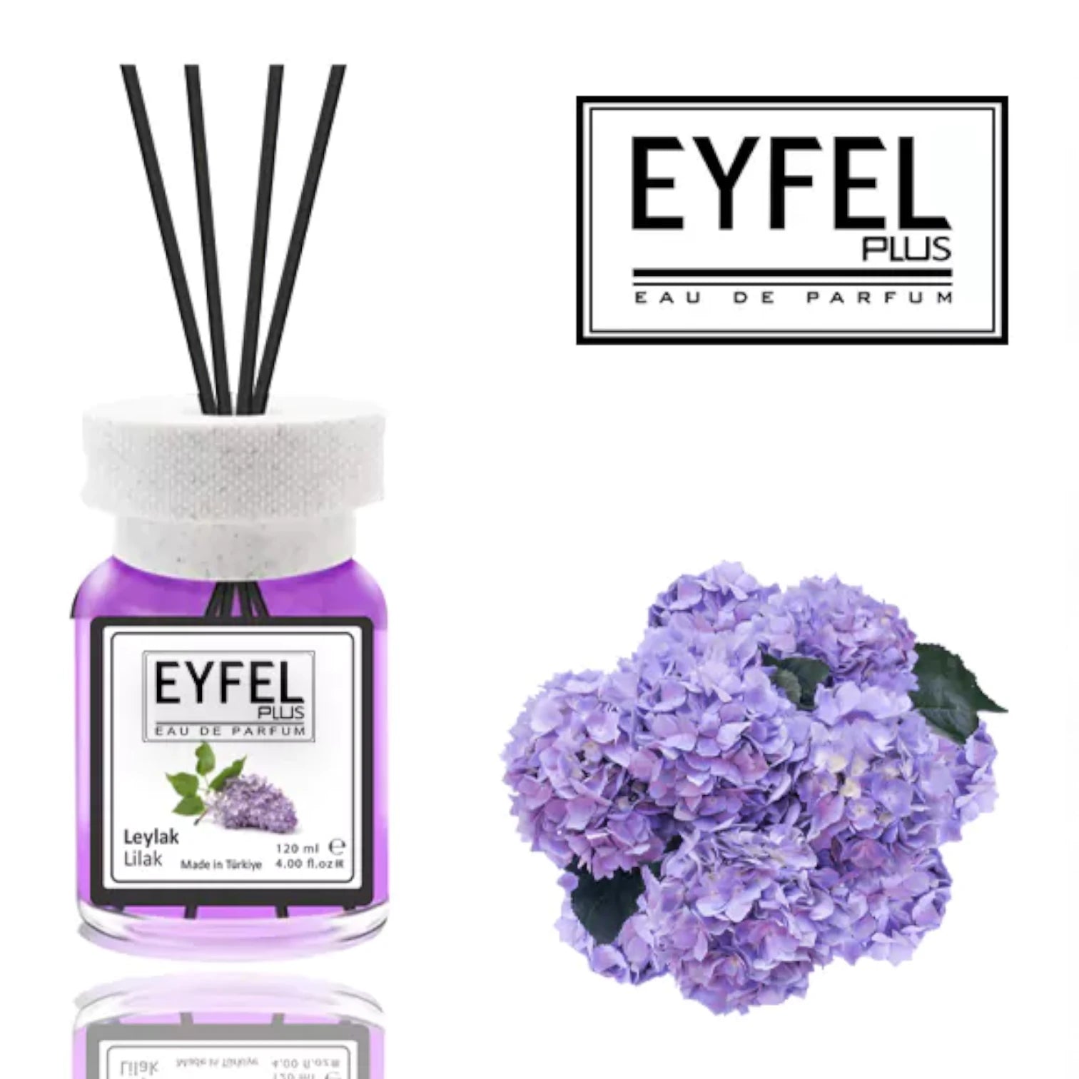 EYFEL Reed Diffuser Lilac 120ml – Long-Lasting Scented Sticks Air Freshener, Elegant Home Fragrance, Made in Turkey - Damoo