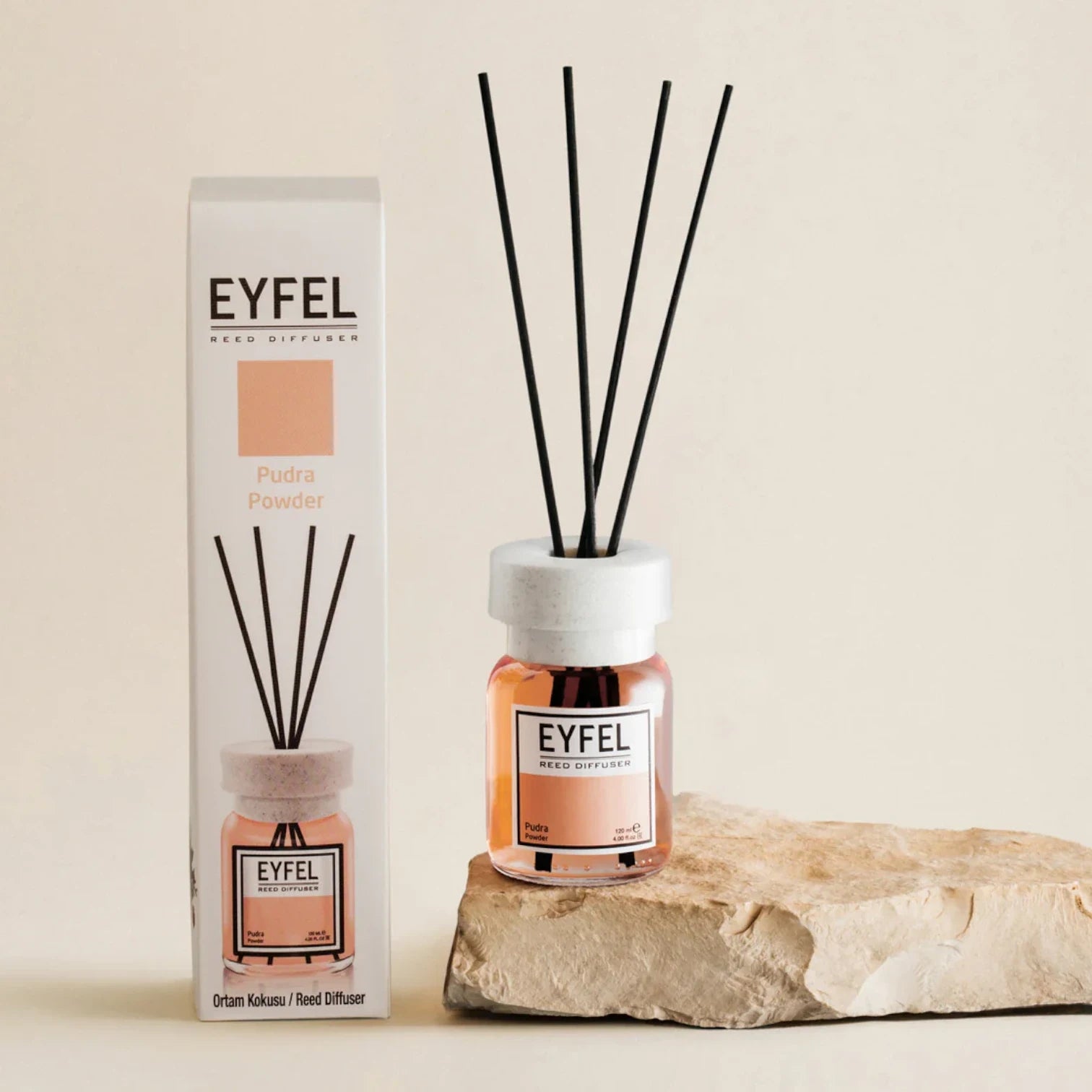EYFEL Reed Diffuser Powder – 120ML Long-Lasting Essential Oil Air Freshener for Home & Office | Natural Aromatherapy with Bamboo Sticks | Mood Enhancing Scent Diffuser - Damoo