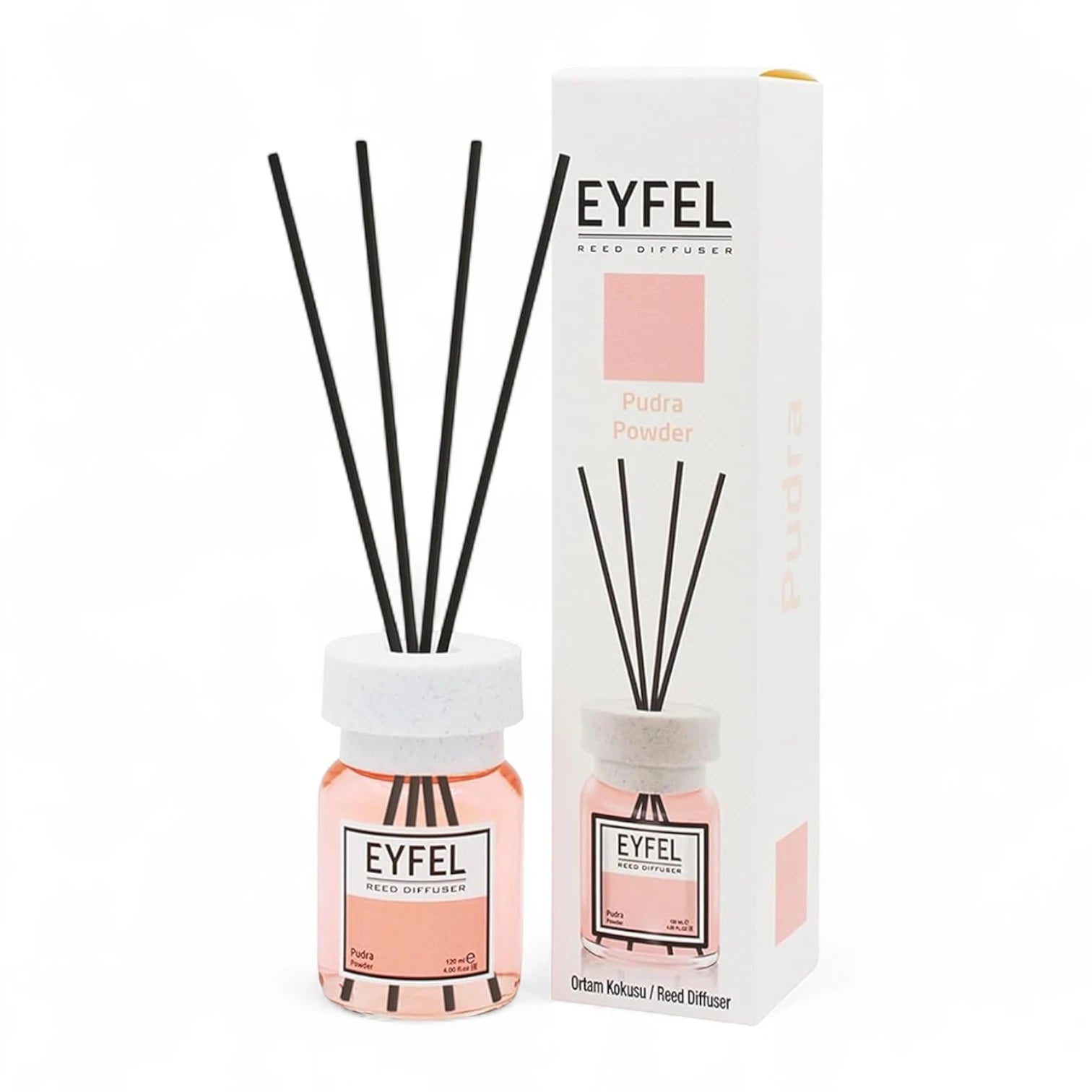 EYFEL Reed Diffuser Powder – 120ML Long-Lasting Essential Oil Air Freshener for Home & Office | Natural Aromatherapy with Bamboo Sticks | Mood Enhancing Scent Diffuser - Damoo
