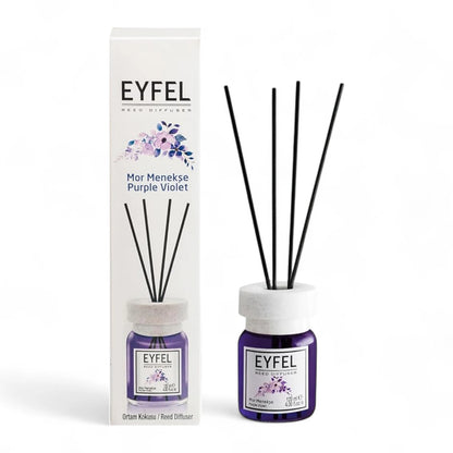 Eyfel Reed Diffuser Purple Violet 120ml – Long-Lasting Violet Aroma for Home & Office, Aromatherapy Scent Diffuser with Glass Bottle - Damoo
