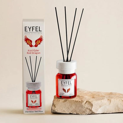 EYFEL Reed Diffuser Red Dragon – 120ML Long-Lasting Scent for Home & Office | Glass Aroma Diffuser with Natural Reeds | Exotic Fragrance Air Freshener - Damoo