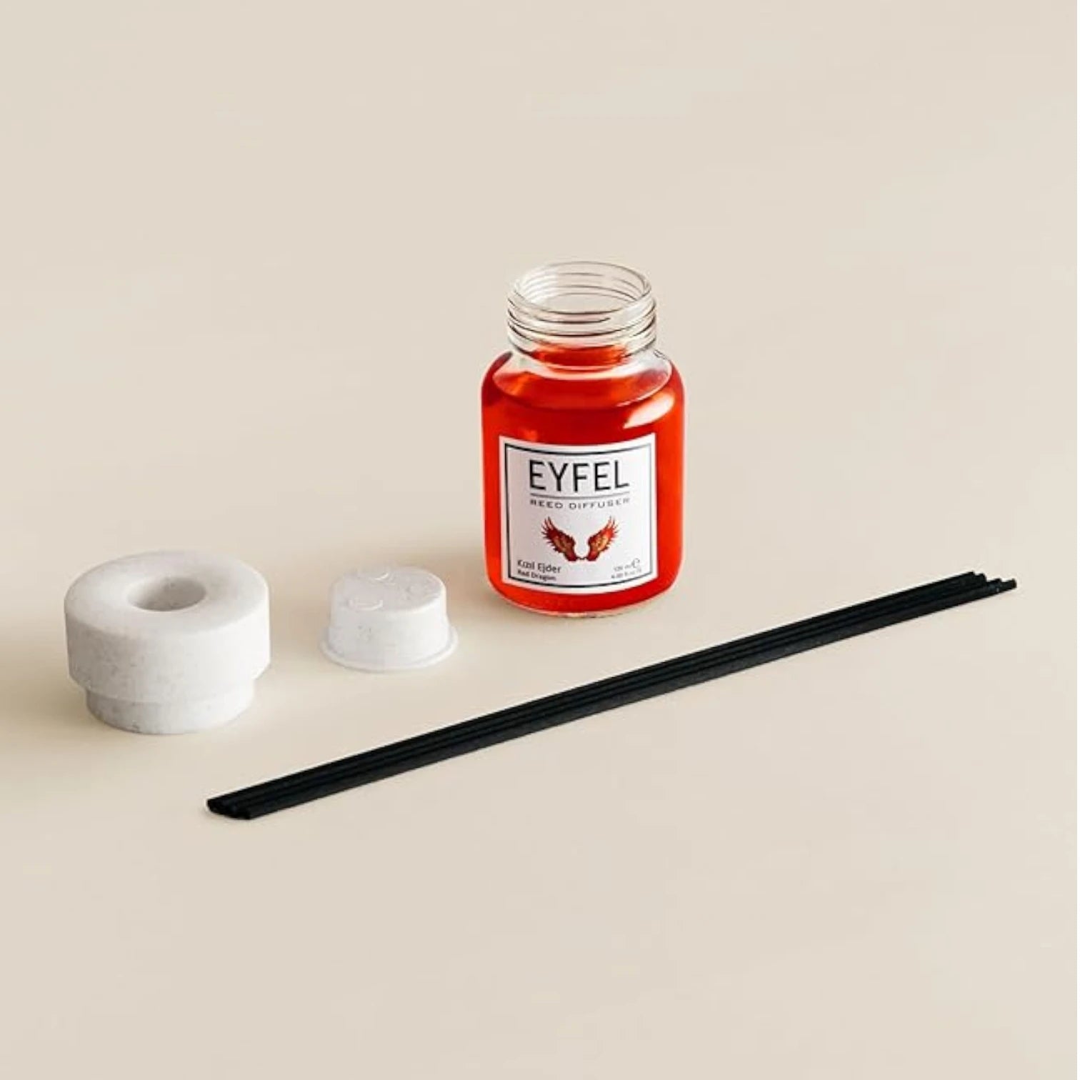 EYFEL Reed Diffuser Red Dragon – 120ML Long-Lasting Scent for Home & Office | Glass Aroma Diffuser with Natural Reeds | Exotic Fragrance Air Freshener - Damoo