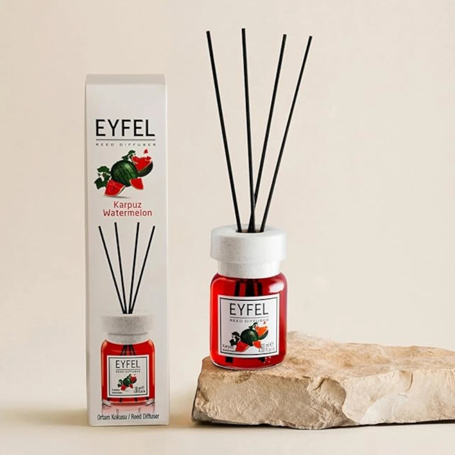 EYFEL Reed Diffuser Watermelon 120ml – Long-Lasting Fruity Home Fragrance, Summer Fresh Scent, Aromatherapy Room Diffuser - Damoo