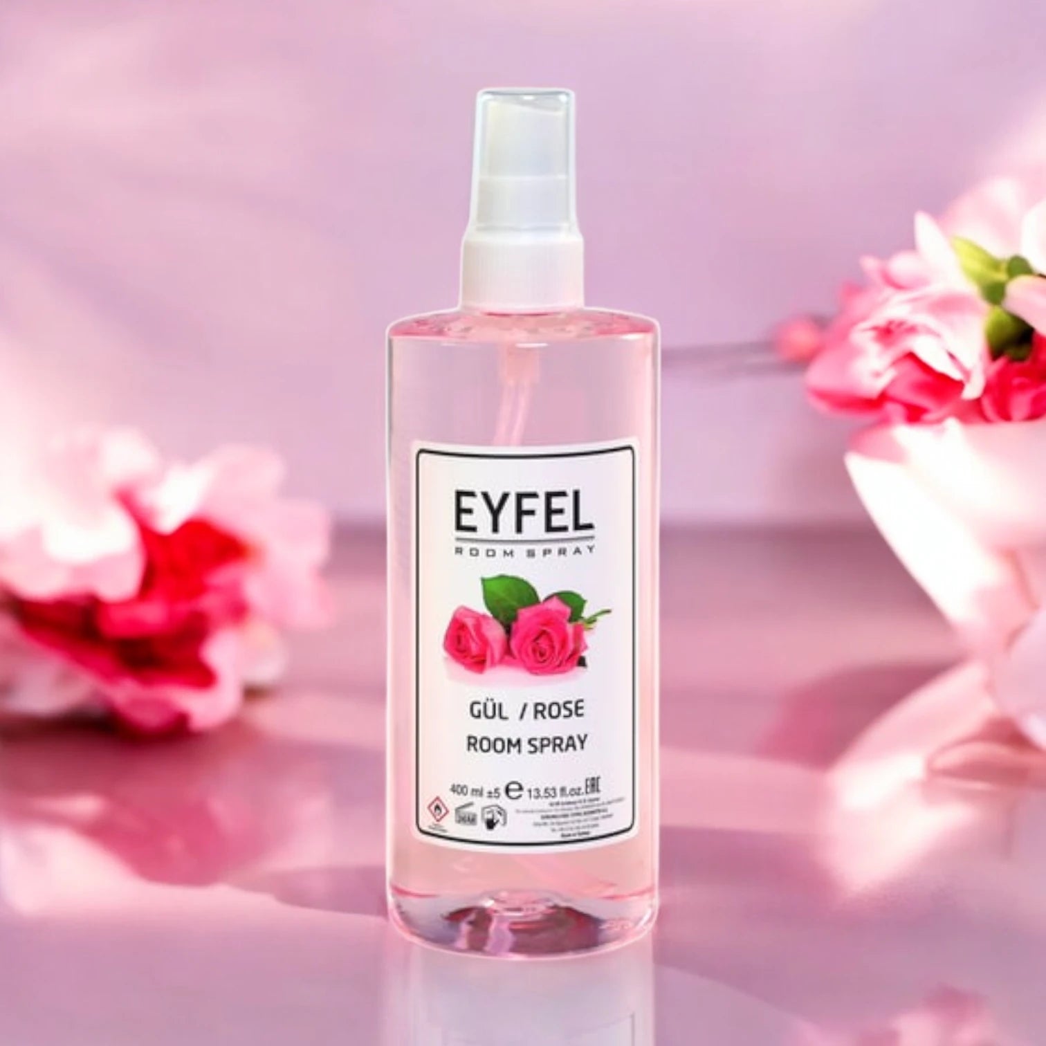 EYFEL Rose Room Spray – 400 ml Romantic Floral Home Air Freshener with Classic Rose Scent – Elegant Fragrance Mist for Bedroom, Living Room & Office - Damoo