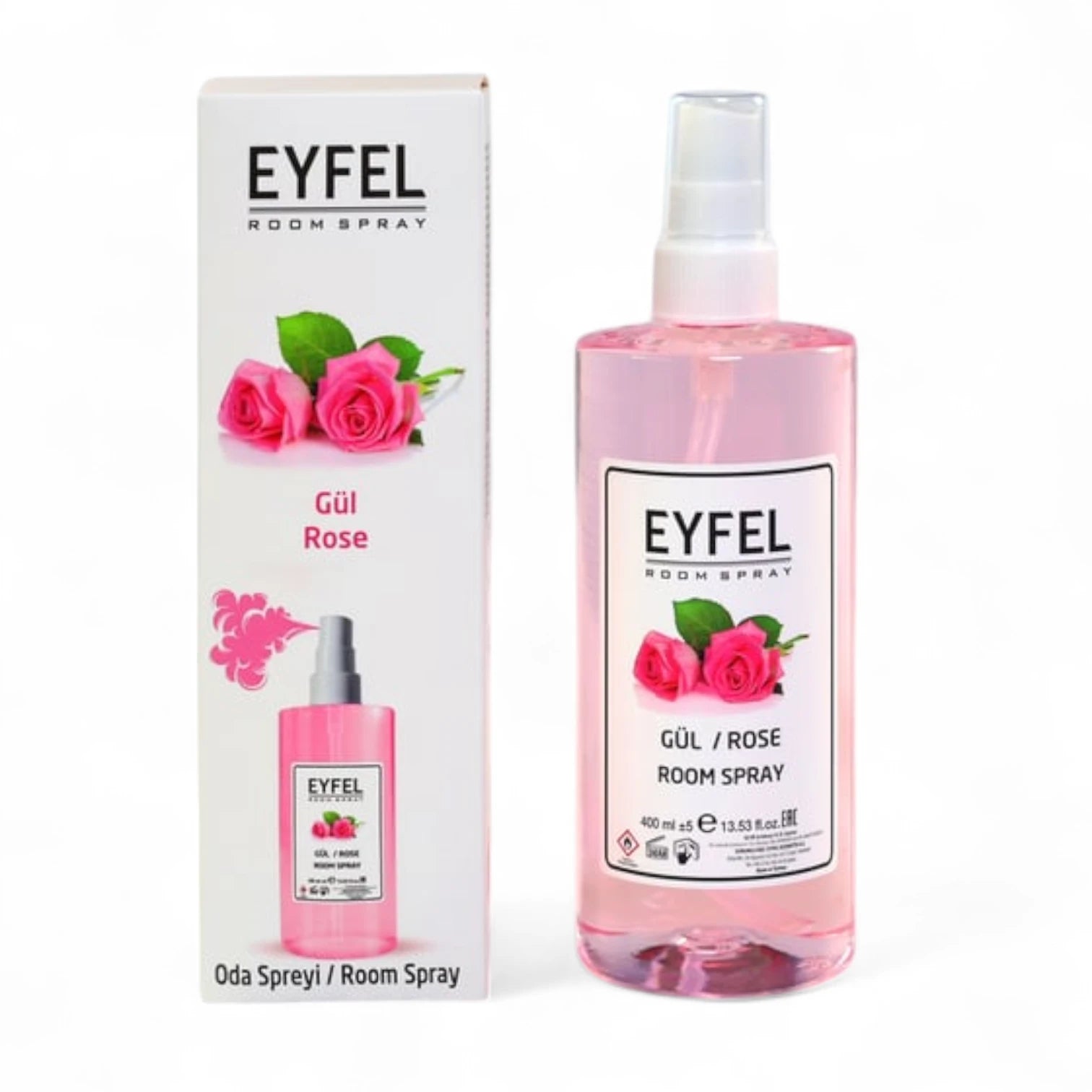 EYFEL Rose Room Spray – 400 ml Romantic Floral Home Air Freshener with Classic Rose Scent – Elegant Fragrance Mist for Bedroom, Living Room & Office - Damoo