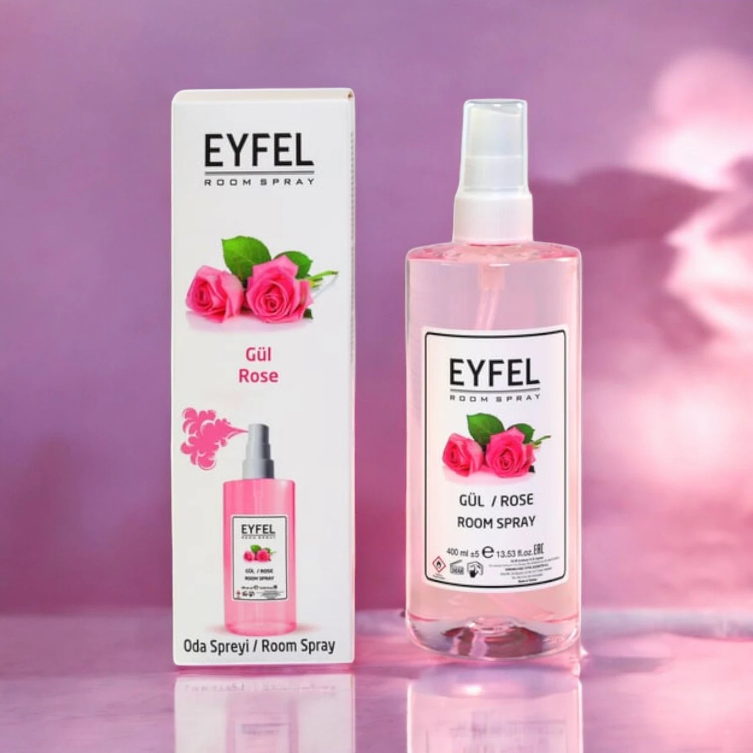 EYFEL Rose Room Spray – 400 ml Romantic Floral Home Air Freshener with Classic Rose Scent – Elegant Fragrance Mist for Bedroom, Living Room & Office - Damoo