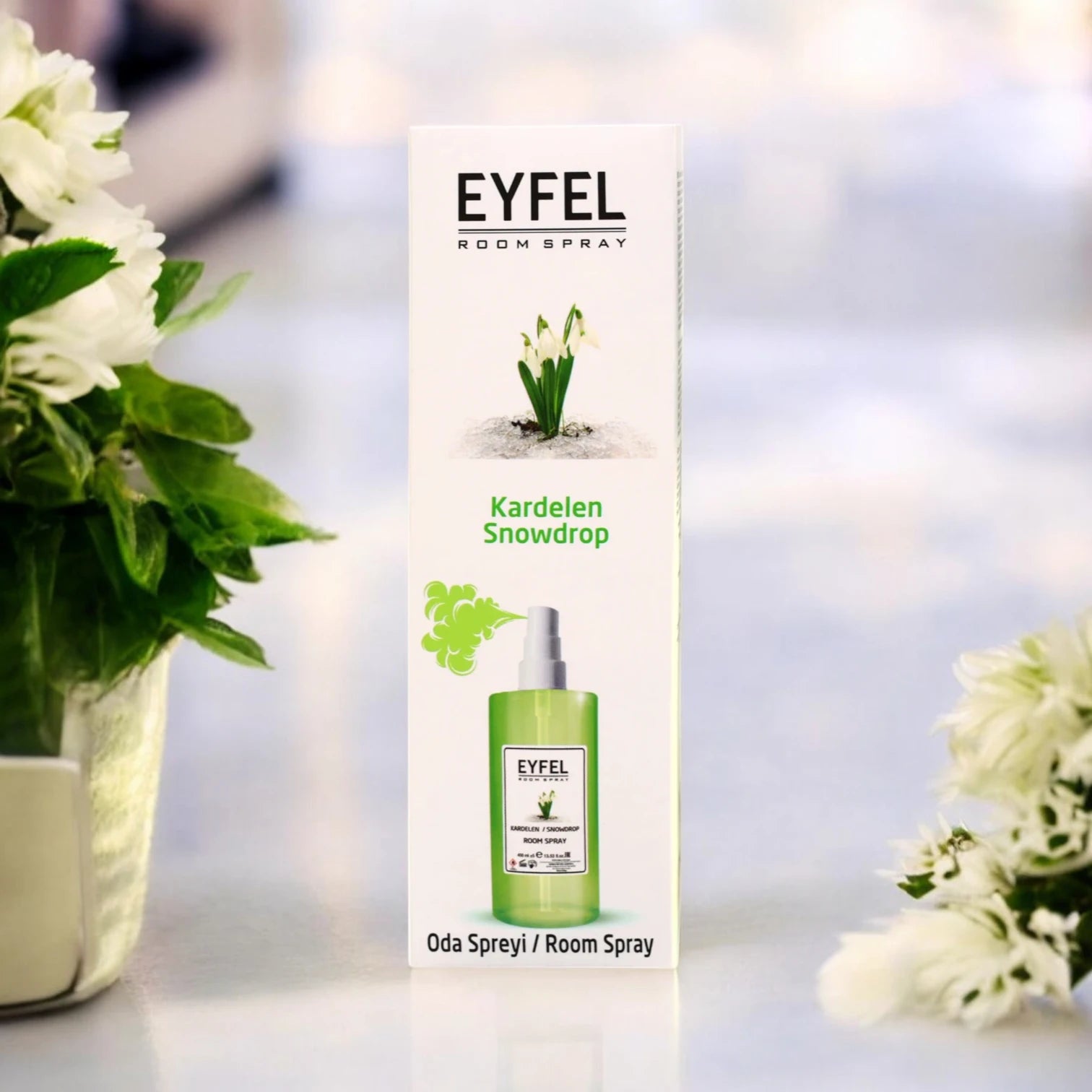 EYFEL Snowdrop Room Spray – 400ml - Light Floral Spring-Inspired Air Freshener - Long-Lasting Freshness for Home & Office - Damoo