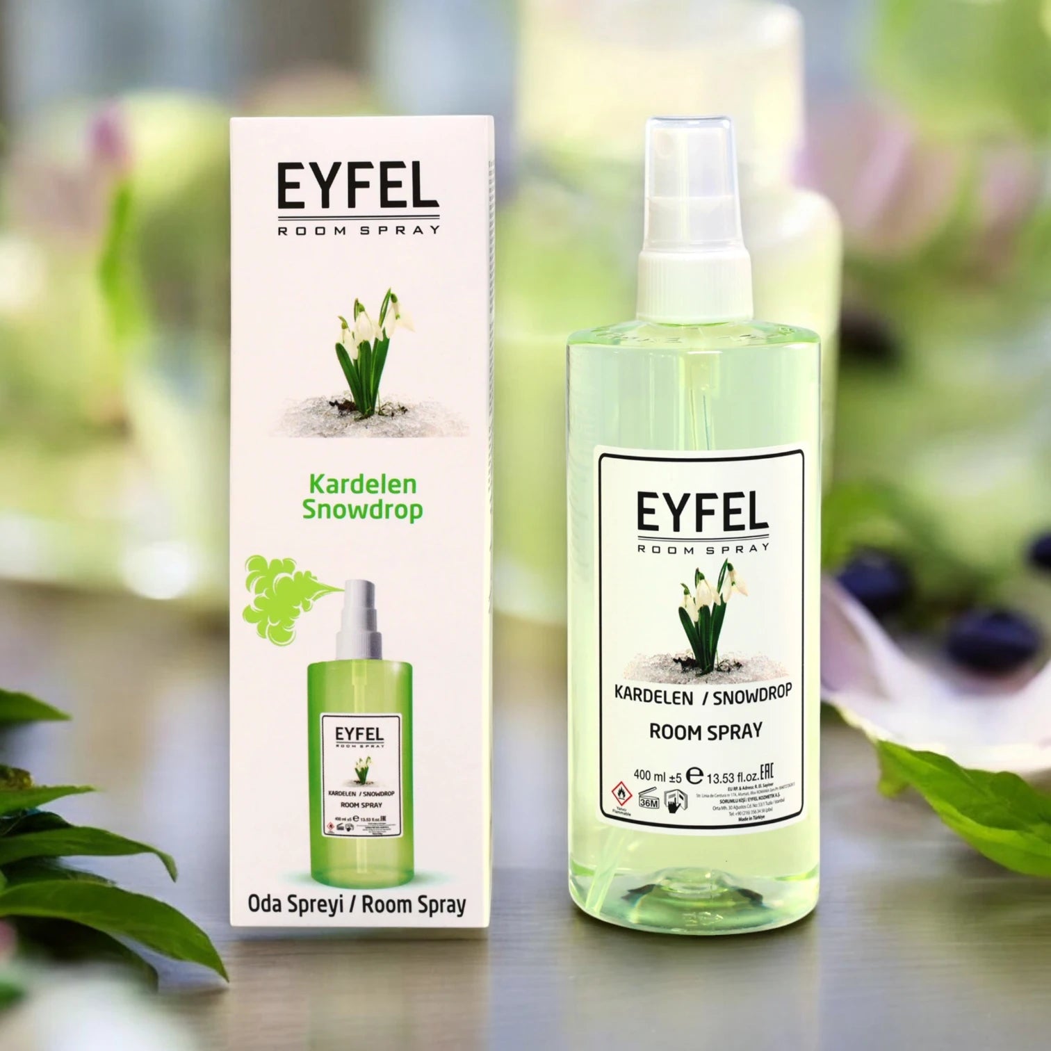EYFEL Snowdrop Room Spray – 400ml - Light Floral Spring-Inspired Air Freshener - Long-Lasting Freshness for Home & Office - Damoo