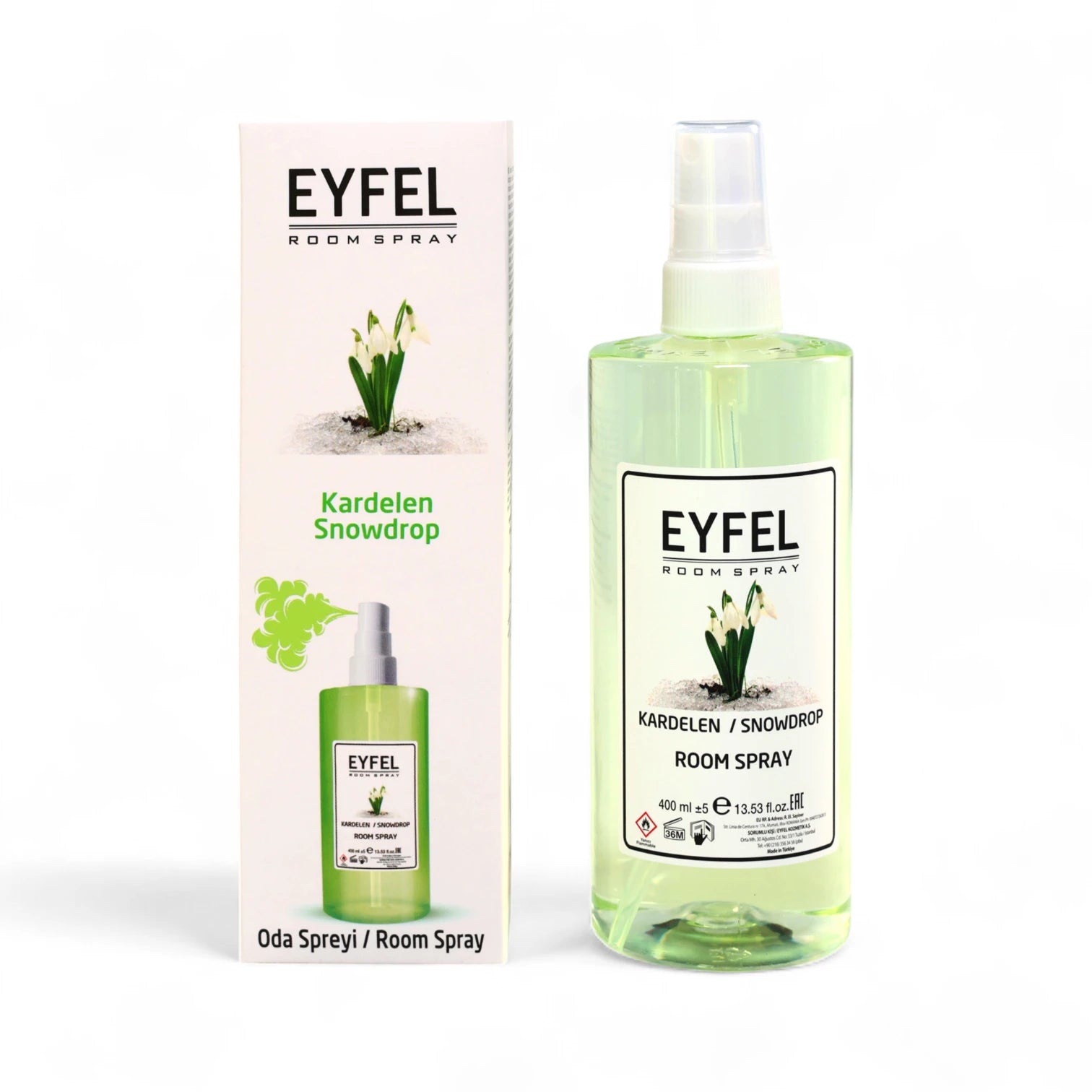 EYFEL Snowdrop Room Spray – 400ml - Light Floral Spring-Inspired Air Freshener - Long-Lasting Freshness for Home & Office - Damoo