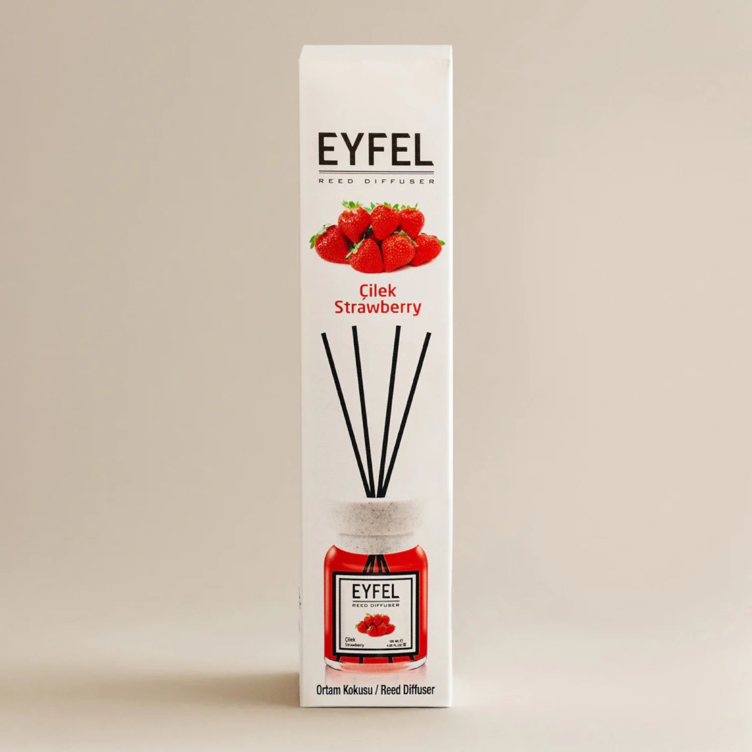 EYFEL Strawberry Reed Diffuser – 120ML Long-Lasting Fruity Home Fragrance | Elegant Glass Bottle & Scent Sticks | Sweet Aromatherapy for Rooms, Offices & Gifts - Damoo