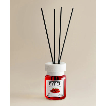 EYFEL Strawberry Reed Diffuser – 120ML Long-Lasting Fruity Home Fragrance | Elegant Glass Bottle & Scent Sticks | Sweet Aromatherapy for Rooms, Offices & Gifts - Damoo