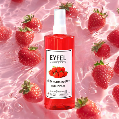 EYFEL Strawberry Room Spray – 400 ml Sweet Fruity Home Air Freshener with Uplifting Strawberry Aroma – Energizing Fragrance Mist for Bedroom, Living Room & Office - Damoo