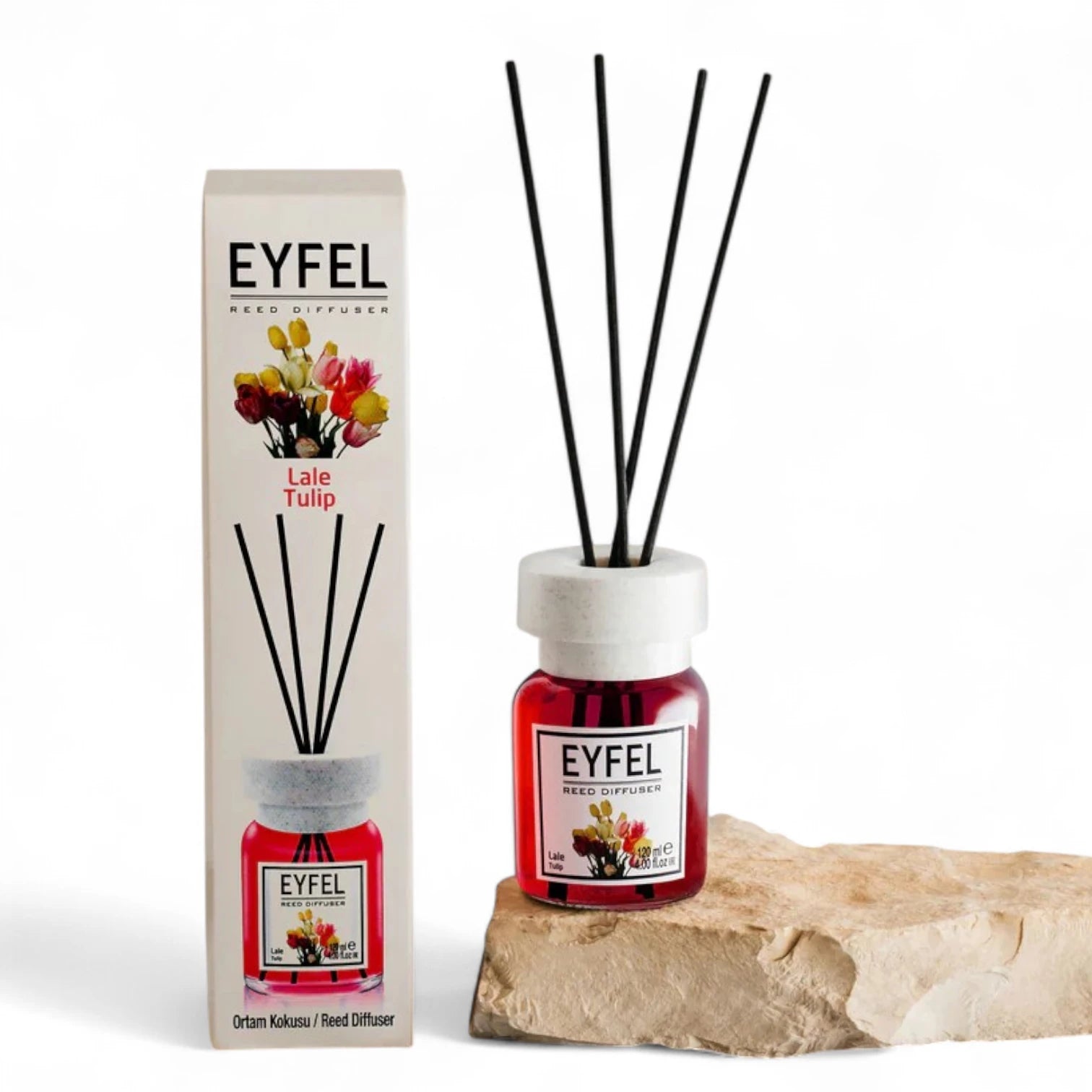 Eyfel Tulip Reed Diffuser 120ml – Long-Lasting Floral Scent, Home Fragrance with Oil Diffuser Sticks for Living Room, Bathroom & Office Decor - Damoo