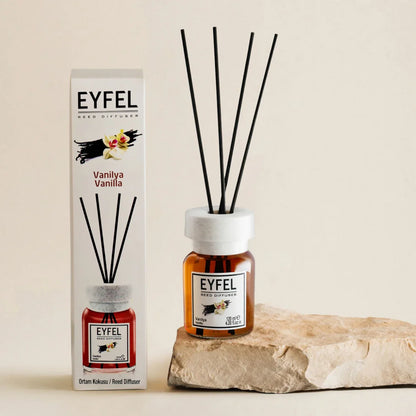 EYFEL Vanilla Reed Diffuser – 120ML Long-Lasting Fragrance | Aromatherapy Home Scent | Decorative Glass Bottle with Fiber Reeds | Warm & Cozy Vanilla Scent - Damoo