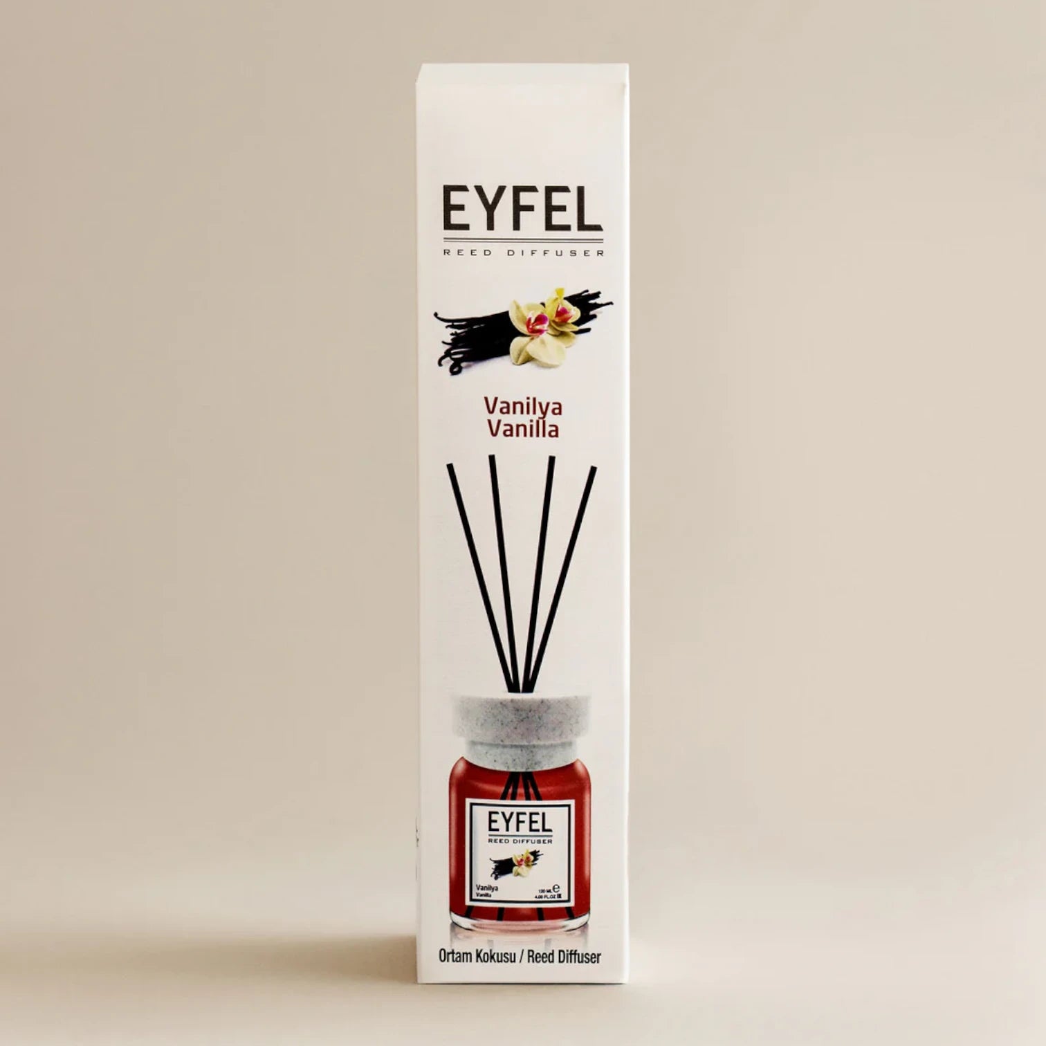 EYFEL Vanilla Reed Diffuser – 120ML Long-Lasting Fragrance | Aromatherapy Home Scent | Decorative Glass Bottle with Fiber Reeds | Warm & Cozy Vanilla Scent - Damoo