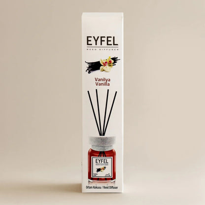 EYFEL Vanilla Reed Diffuser – 120ML Long-Lasting Fragrance | Aromatherapy Home Scent | Decorative Glass Bottle with Fiber Reeds | Warm & Cozy Vanilla Scent - Damoo