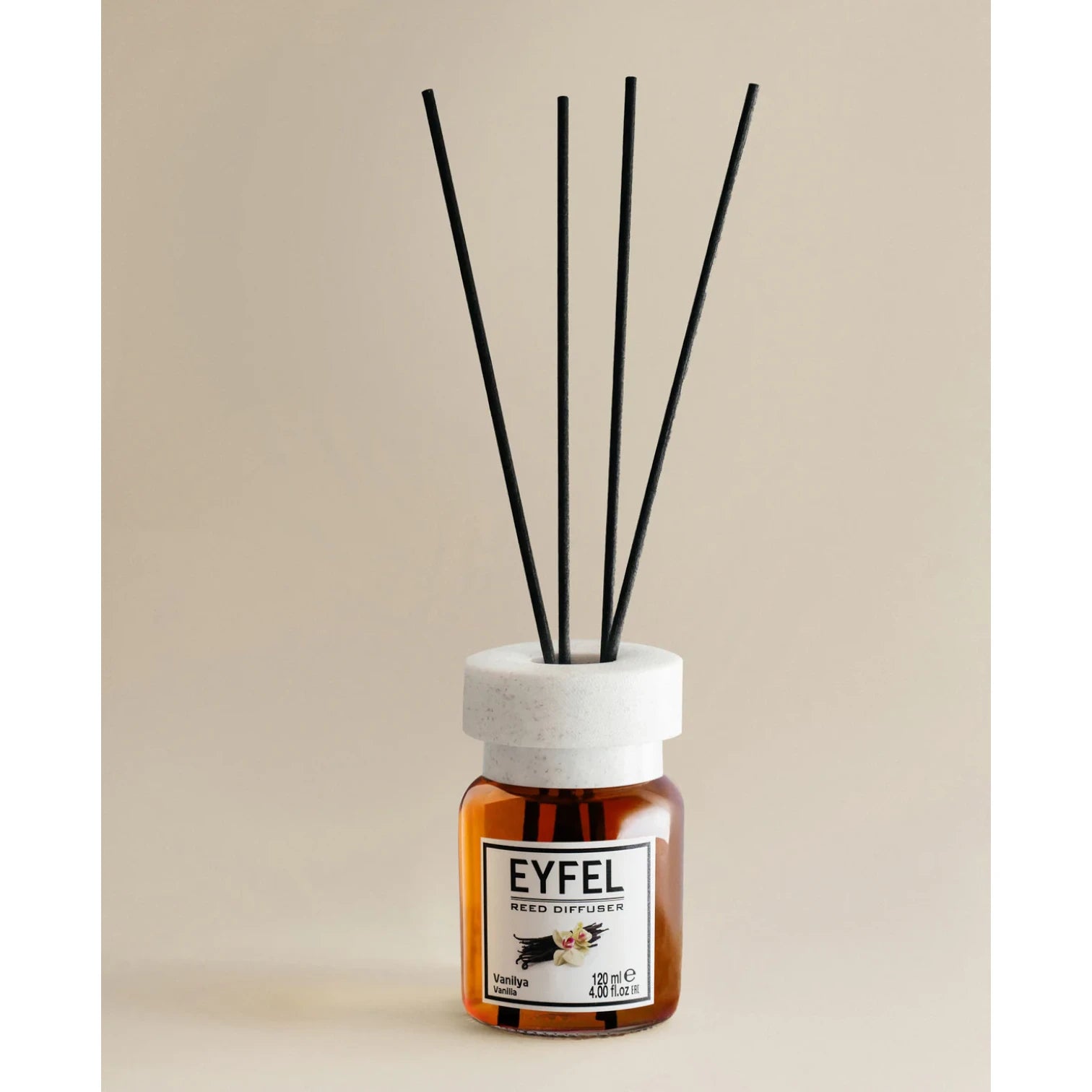 EYFEL Vanilla Reed Diffuser – 120ML Long-Lasting Fragrance | Aromatherapy Home Scent | Decorative Glass Bottle with Fiber Reeds | Warm & Cozy Vanilla Scent - Damoo