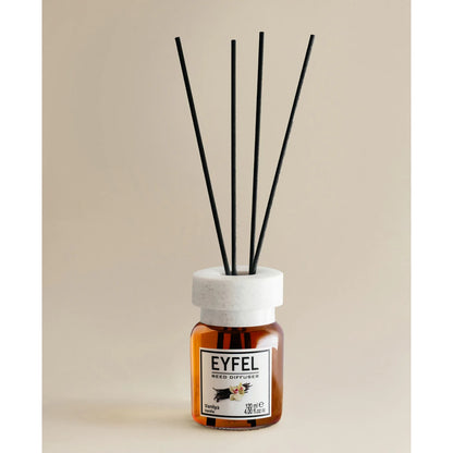 EYFEL Vanilla Reed Diffuser – 120ML Long-Lasting Fragrance | Aromatherapy Home Scent | Decorative Glass Bottle with Fiber Reeds | Warm & Cozy Vanilla Scent - Damoo