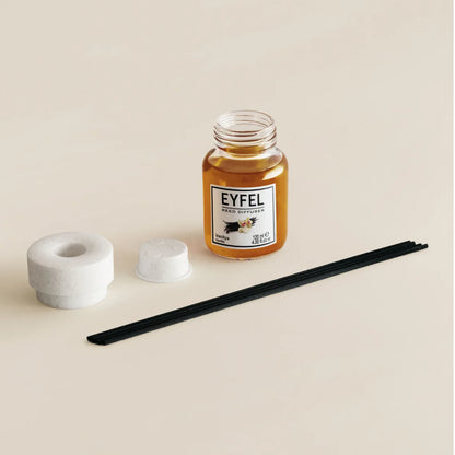 EYFEL Vanilla Reed Diffuser – 120ML Long-Lasting Fragrance | Aromatherapy Home Scent | Decorative Glass Bottle with Fiber Reeds | Warm & Cozy Vanilla Scent - Damoo
