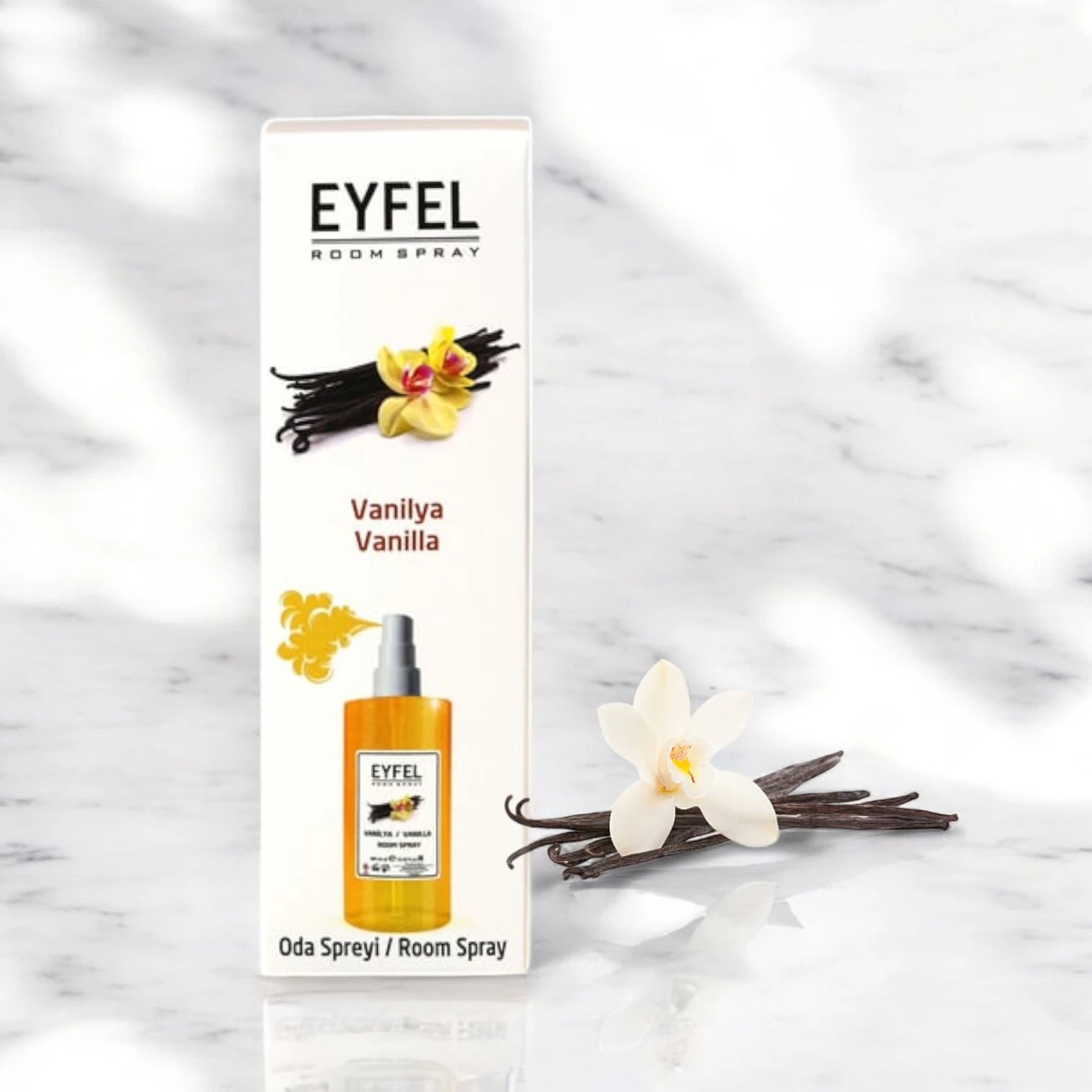 EYFEL Vanilla Room Spray – 400 ml Premium Home Air Freshener with Long-Lasting Sweet Vanilla & Floral Scent – Elegant Aromatic Mist for Bedroom, Living Room & Office - Damoo