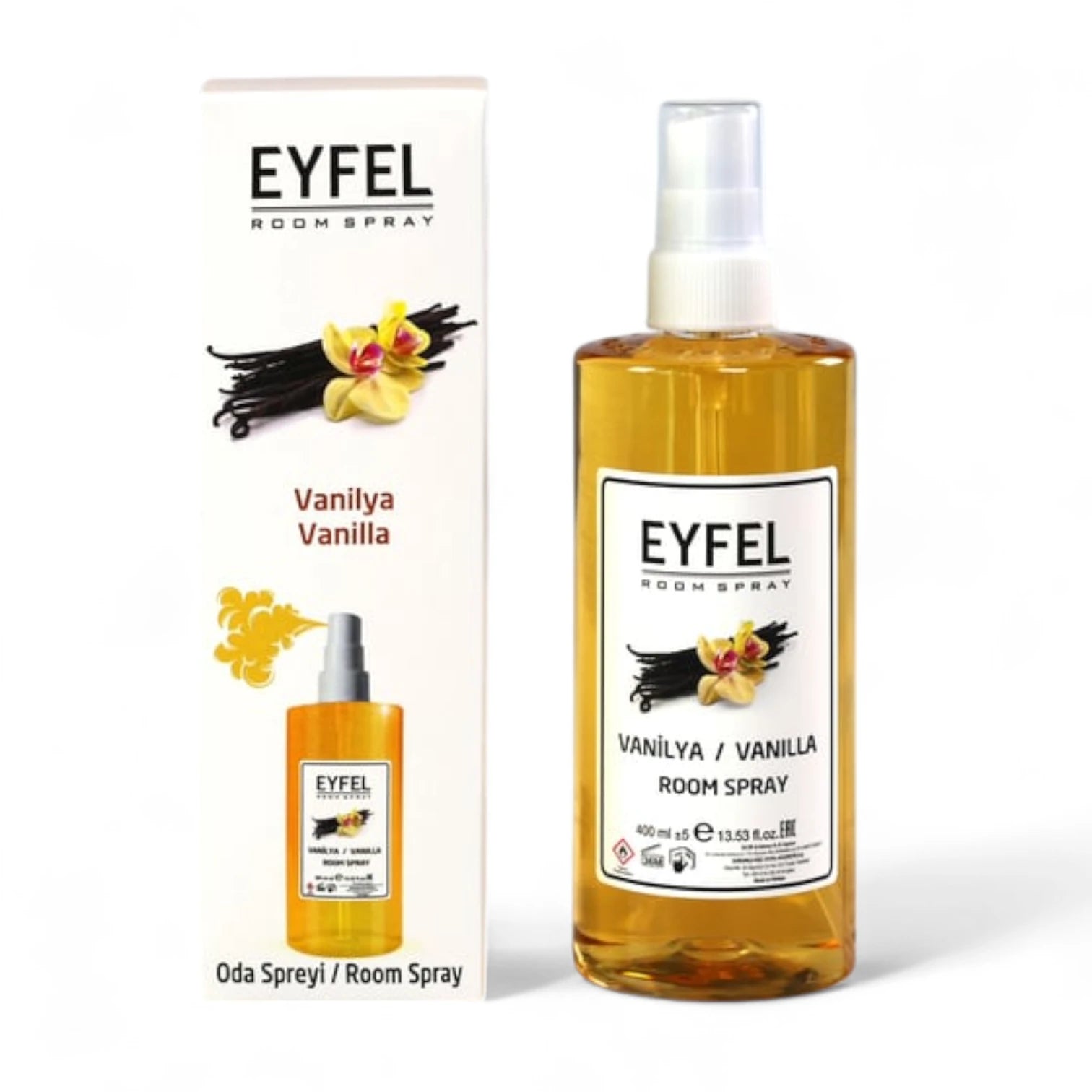EYFEL Vanilla Room Spray – 400 ml Premium Home Air Freshener with Long-Lasting Sweet Vanilla & Floral Scent – Elegant Aromatic Mist for Bedroom, Living Room & Office - Damoo