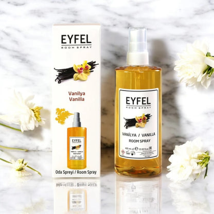 EYFEL Vanilla Room Spray – 400 ml Premium Home Air Freshener with Long-Lasting Sweet Vanilla & Floral Scent – Elegant Aromatic Mist for Bedroom, Living Room & Office - Damoo