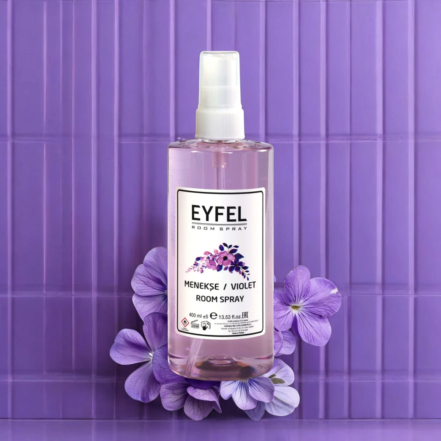EYFEL Violet Room Spray – 400 ml Soft Floral Home Air Freshener with Nostalgic Violet Scent – Long-Lasting Fragrance Mist for Bedroom, Living Room & Office - Damoo