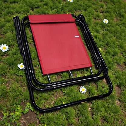 Striped Pattern Folding Beach Chair – Lightweight Portable Outdoor Sun Lounger with Armrests | Camping, Garden, Fishing & Picnic Deck Chair (Plain RED)