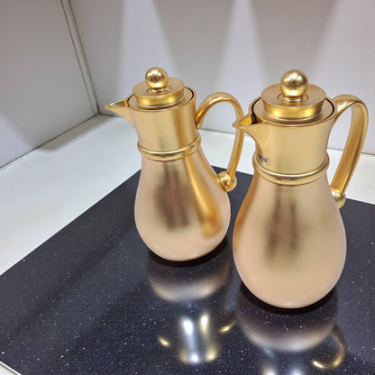Najib Modern Style Stainless Steel Vacuum Flask Set – 0.7L & 1.0L Double-Wall Insulated Thermos Jugs | Elegant Brushed Silver Finish, Leak-Proof Design & Ergonomic Handle for Hot & Cold Beverages - Damoo
