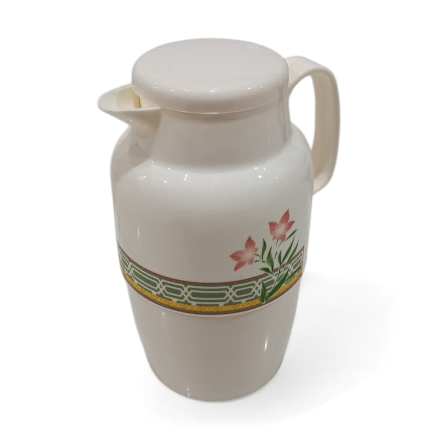 Insulated Vacuum Jug 2.2L – Floral-design | Premium Plastic Thermos Flask with Q100 Glass Insert | German-Made Double-Wall Design for Excellent Heat Retention - Damoo