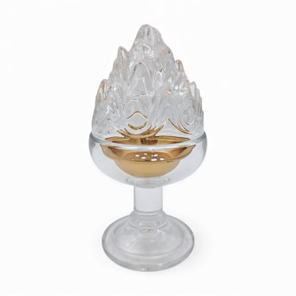 Crystal Bakhoor Burner with Lid – Luxury Glass Oud Incense Charcoal Burner | Elegant Home Fragrance & Arabic Decor Gift