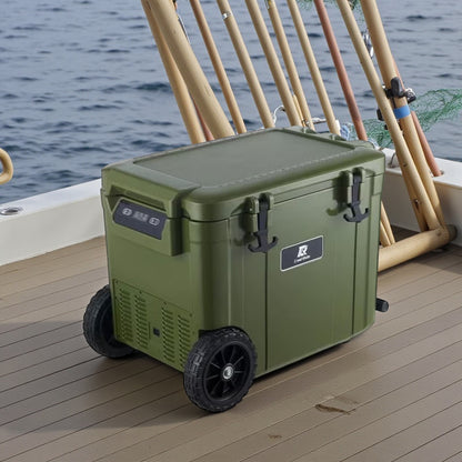 Toby's Portable Car Refrigerator 55L – Outdoor Camping Electric Cooler with Wheels, Fast Cooling, Dual Zone & 12V/24V Car & Home Use