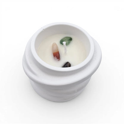 Luxury Scented Candle in Textured Ceramic Jar, Hand Poured Long Lasting Aromatherapy Candle for Home Décor & Relaxation - Multi Design (6H x 7L x 7W CM) - Damoo