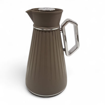 Germax Vacuum Flask Set – Soft Brown & Silver | Elegant Dual Flask Set for Coffee & Tea 1.0L | Premium Insulated Design for Long-Lasting Heat Retention - Damoo