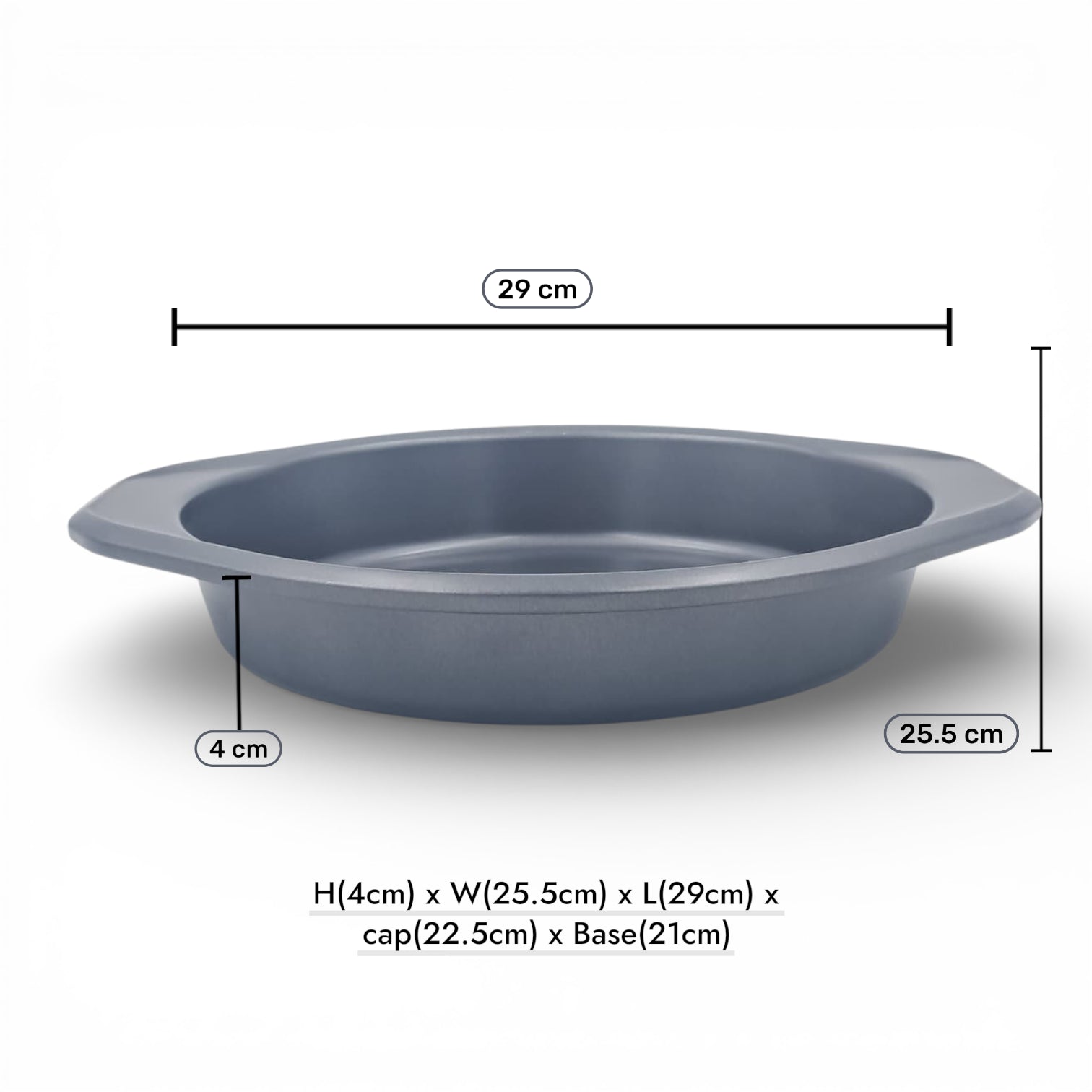 YZJ Round Nonstick Cake Pan with Silicone Handles – Carbon Steel Baking Pan, Grey (4H x 29L × 25.5W CM) - Damoo