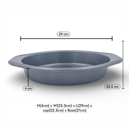 YZJ Round Nonstick Cake Pan with Silicone Handles – Carbon Steel Baking Pan, Grey (4H x 29L × 25.5W CM) - Damoo