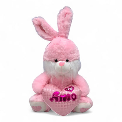 Easter Plush Bunny 54cm Pink & White | Soft Stuffed Rabbit with Colorful Bow | Cute Decorative & Huggable Toy Gift - Damoo