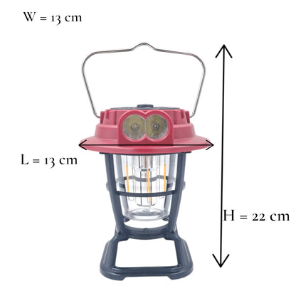 Hurry Bolt HB-9588L Solar Rechargeable LED Lantern 30W – 300 Lumens with USB + Solar Charging, Dual Light Sources & Handle | 1200mAh Battery for Camping, Hiking, Home & Emergency Use