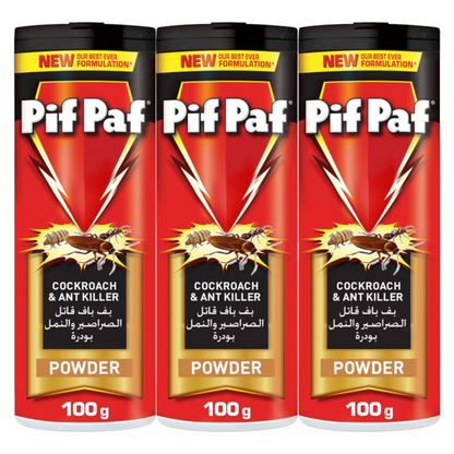 Pif Paf Cockroach & Ant Killer Powder 100g x 3 Pack (2+1 Free) – Instant Kill Formula, Effective Crawling Insect Control, Easy-to-Use Powder for Homes & Kitchens - Damoo