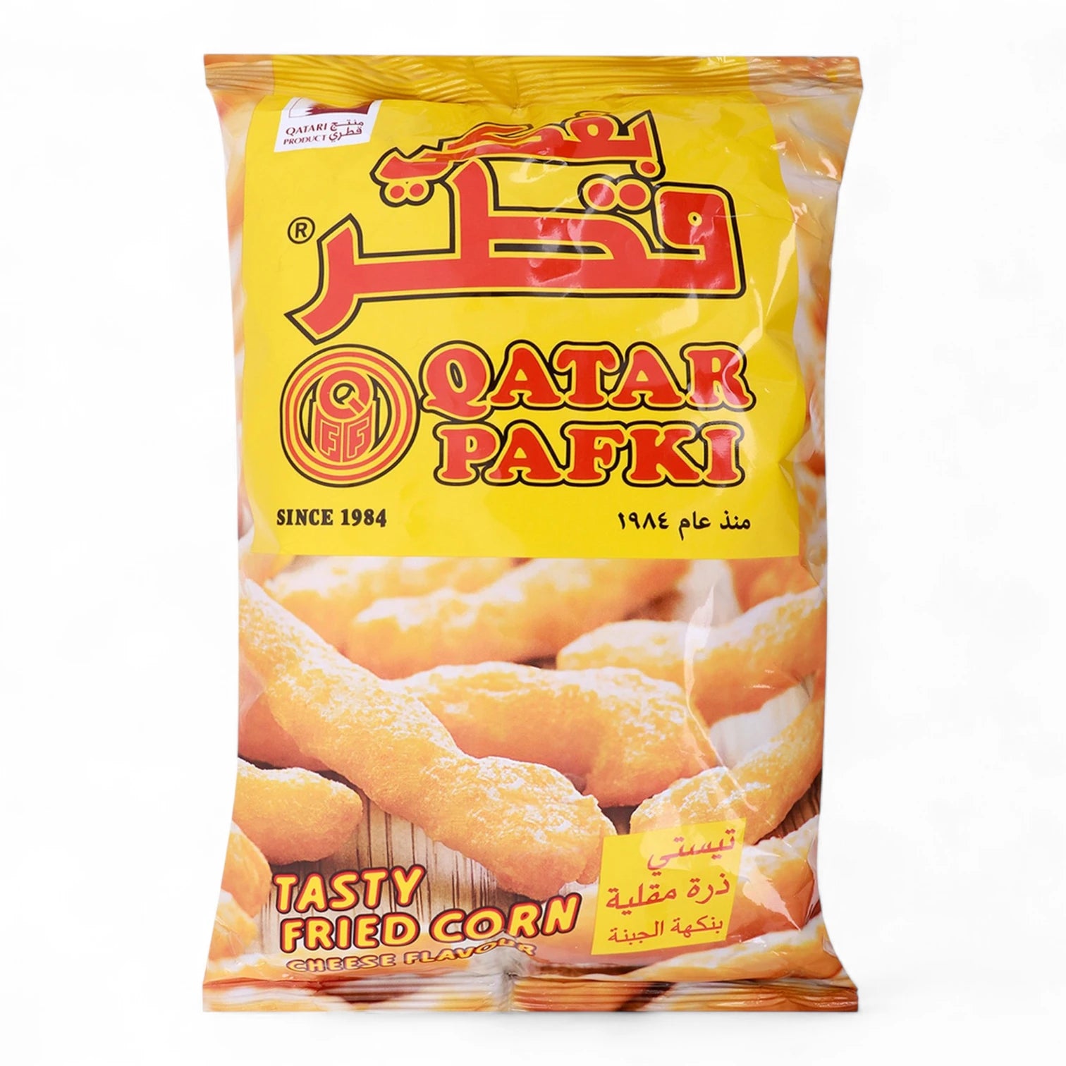 Qatar Pafki Cheese Corn Curls – 80g x Pack of 20 | Crunchy Cheddar-Flavoured Corn Snack | Natural Paprika Colour | No Artificial Colours | Ready to Eat - Damoo