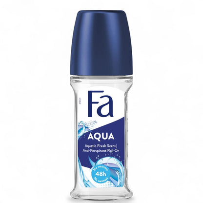Fa AQUA Roll-On Deodorant  – Aquatic Fresh Scent, 48H Sweat & Odor Protection – 50ml - Damoo