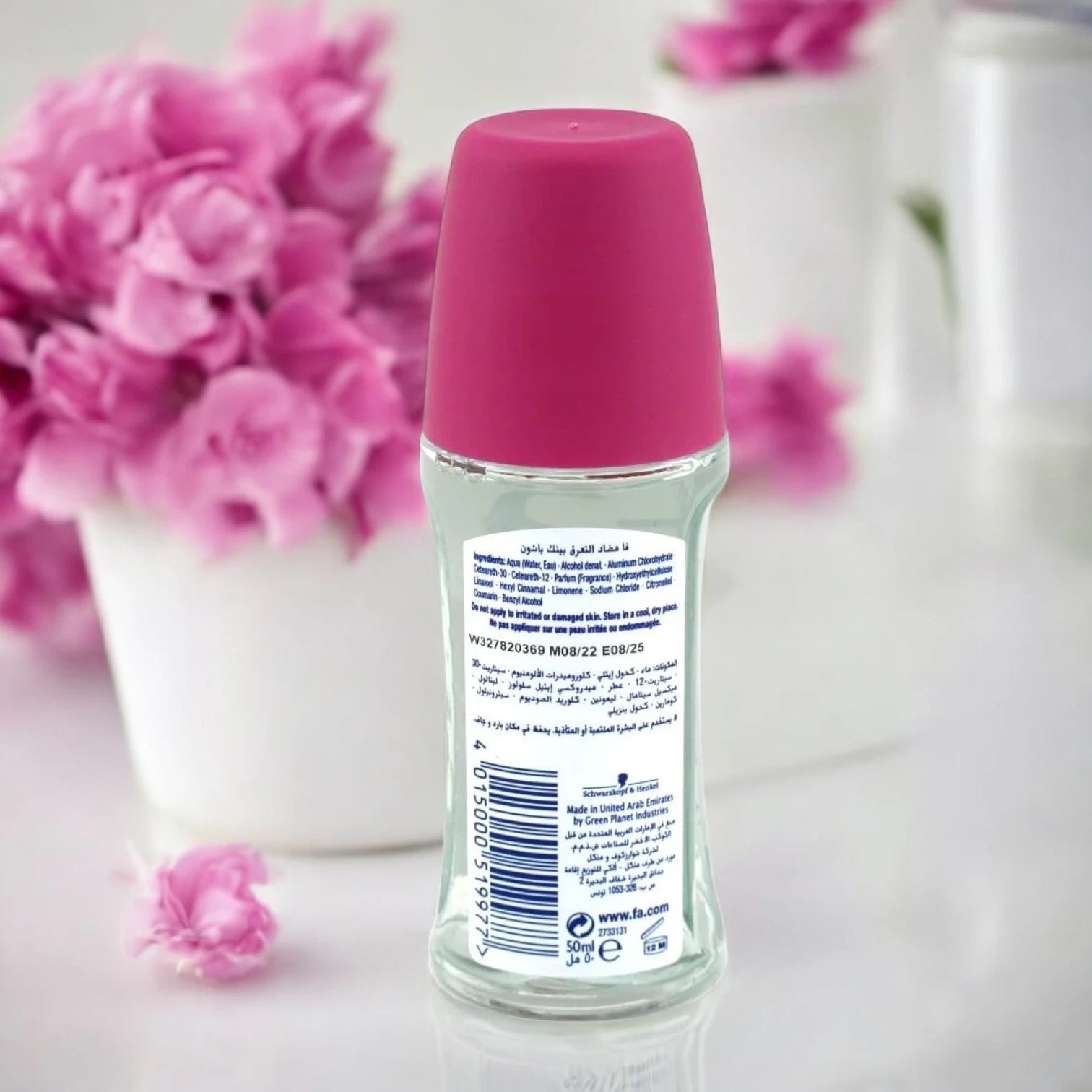 Fa Deodorant Roll-On Pink Passion – 48H Floral Freshness, Odor & Sweat Protection – Alcohol-Free, 50ml - Damoo