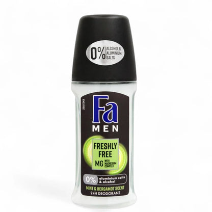 Fa Freshly Free Roll-On Deodorant – 50ml | Mint & Bergamot Scent | 24H Anti-Perspirant Protection | Dual Active Formula | Skin-Friendly | For Men - Damoo