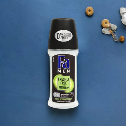 Fa Freshly Free Roll-On Deodorant – 50ml | Mint & Bergamot Scent | 24H Anti-Perspirant Protection | Dual Active Formula | Skin-Friendly | For Men - Damoo