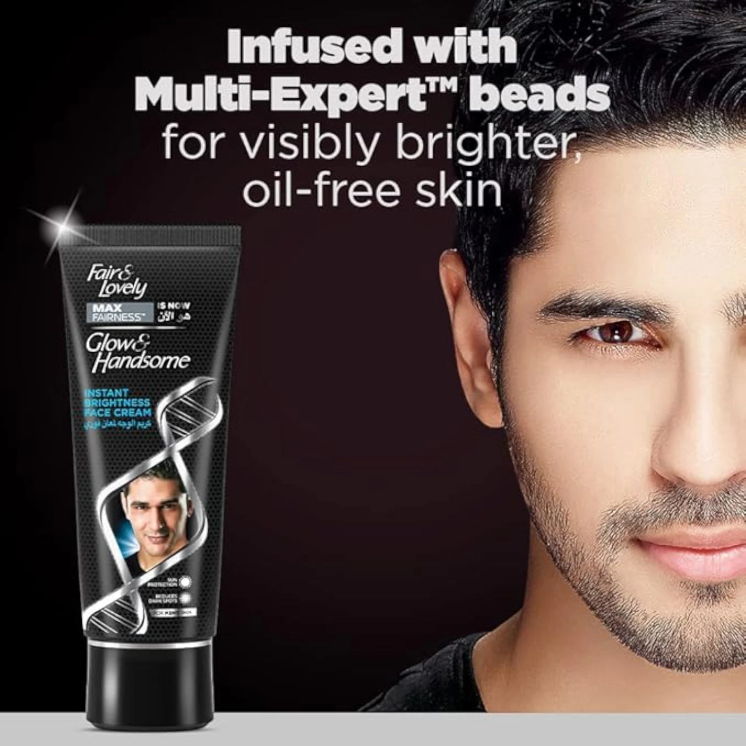 Fair & Lovely Glow & Handsome Instant Brightness Face Cream 100g – Men’s Brightening, Sun Protection & Dark Spot Reducer - Damoo