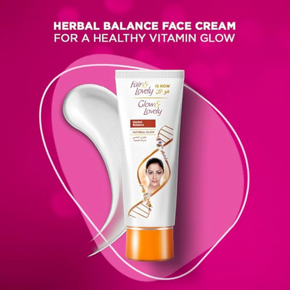 Fair & Lovely Glow & Lovely Herbal Balance Face Cream with VitaGlow – 16 Ayurvedic Ingredients for Glowing & Even Skin, 100g - Damoo