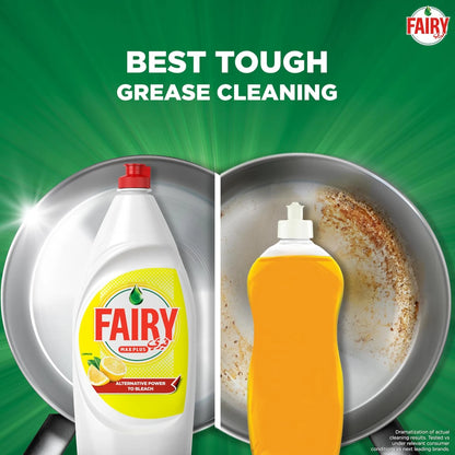 Fairy Max Plus Lemon Dishwashing Liquid – Bleach Alternative Power, 2 x 600ml – Removes Grease & 99% of Bacteria & Viruses – Sparkling Clean Dishes - Damoo